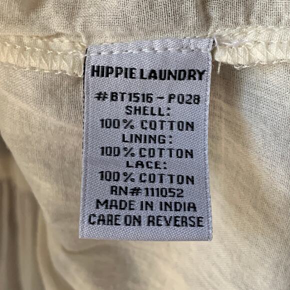 Hippie Laundry Sleeveless Plaid Button Up Shirt Boho Crochet Lace Ruffle Size L - Picture 10 of 15